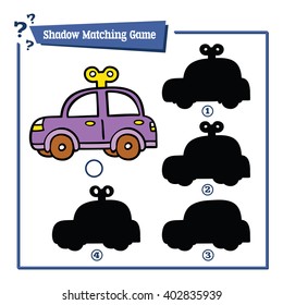 funny shadow  educational kids game. Vector illustration of shadow matching educational kids game with cartoon car for children