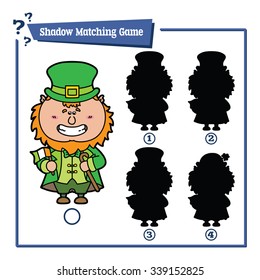 funny shadow  Leprechaun game. Vector illustration of shadow matching game with happy cartoon Leprechaun for children