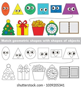 Funny Shapes set to find the appropriate couple of objects, to compare and connect objects and their relevant pairs, the matching educational kid game with simple gaming level for preschool kids.