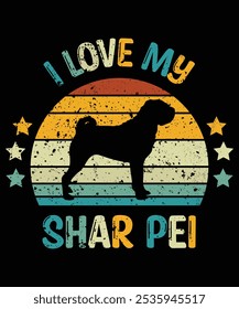 Funny Shar Pei Vintage Retro Sunset Silhouette Gifts Dog Lover Dog Owner Essential T-Shirt