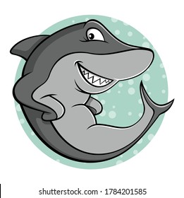 funny Shark with background illustration vector