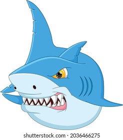 funny shark cartoon isolated on white background