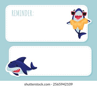 Funny Shark Character To Do List Design Vector Template