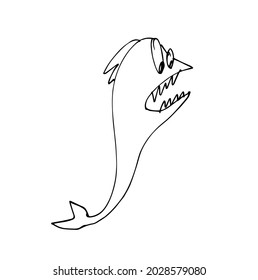 Hübscher Hai. Eine handgezeichnete Skizze. Vektordoodgrafik