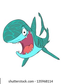 funny shark isolated on white background