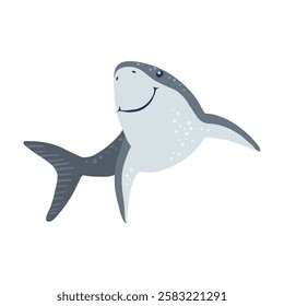 Funny shark isolated on white background