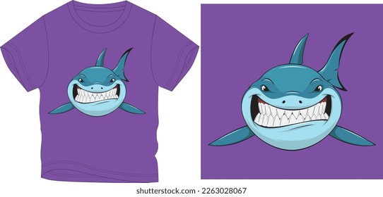 funny shark laughing graphic design vector illustration