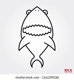 Funny shark line icon vector illustration