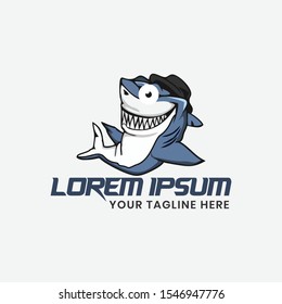 Funny Shark Mascot Logo Vector Design