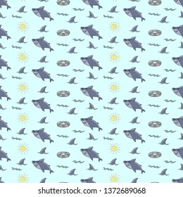 Funny shark seamless pattern