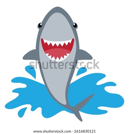 Funny shark umping out of water  vector cartoon illustration