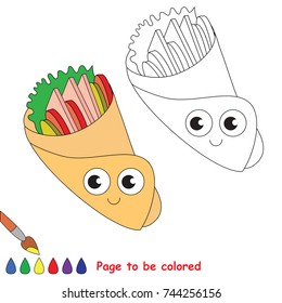 Funny Shawarma to be colored, the coloring book for preschool kids with easy educational gaming level.