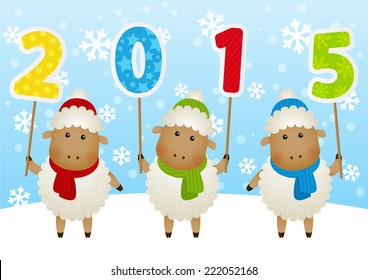 Funny sheep with 2015 number