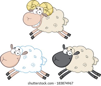 Funny Sheep Cartoon Mascot Characters 3. Vector Collection Set