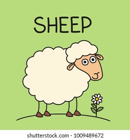 Funny sheep in cartoon style