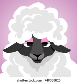 funny sheep. Cute avatar of livestock. vector illustration