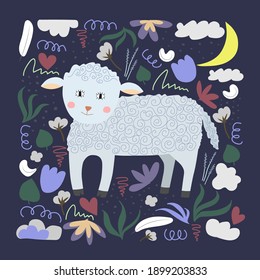 Funny sheep with decorative elements