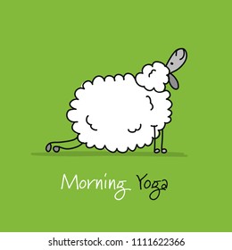 Funny sheep doing yoga, sketch for your design