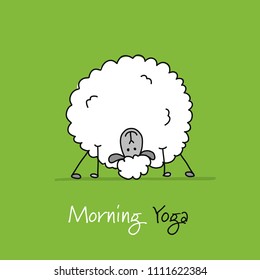 Funny sheep doing yoga, sketch for your design