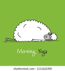 Funny sheep doing yoga, sketch for your design