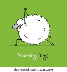 Funny sheep doing yoga, sketch for your design