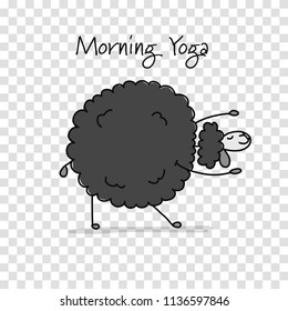Funny sheep doing yoga, sketch for your design