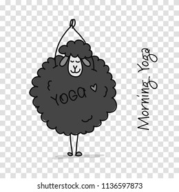 Funny sheep doing yoga, sketch for your design