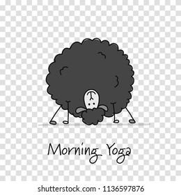 Funny sheep doing yoga, sketch for your design