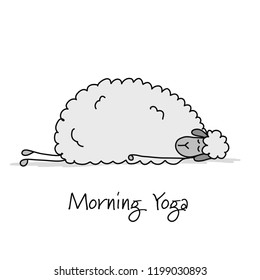 Funny sheep doing yoga, sketch for your design