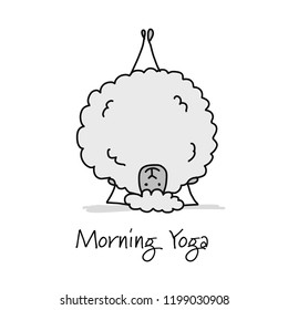 Funny sheep doing yoga, sketch for your design