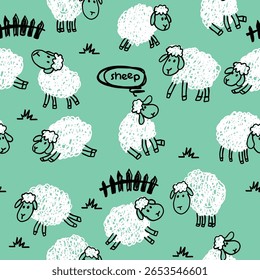 conjunto de vetores de doodle de ovelha engraçada