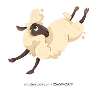 Funny Sheep Farm Character with Wooly Body and Hoof Run Vector Illustration