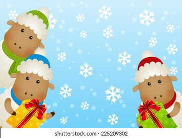 Funny sheep with gift boxes