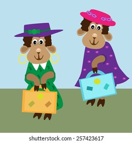 Funny sheep go on vacation