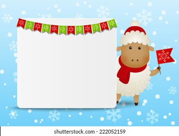 Funny sheep with greeting card