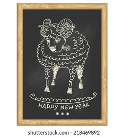 Funny sheep.  Happy new year 2015. Chinese symbol vector goat 2015 year illustration image design. Greeting card. 