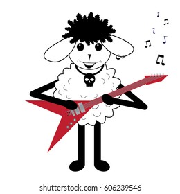  funny sheep illustration vector design isolated on white