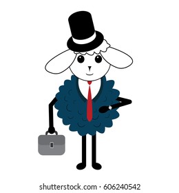 funny sheep illustration vector design isolated on white