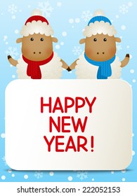 Funny sheep with New Year card