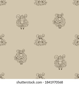 ovejas divertidas en un fondo beige
