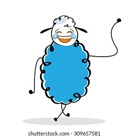 funny sheep on the white background