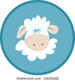 Funny sheep portrait Vector illustration of a cartoon sheep