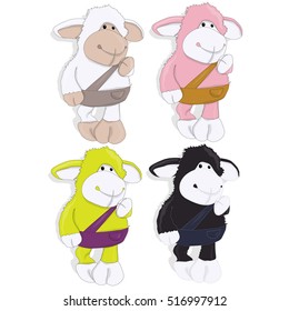funny sheep posing vector isolated on white background
