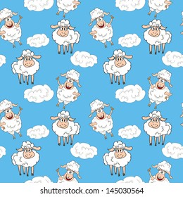 Funny sheep seamless pattern