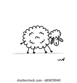 Funny sheep, sketch for your design