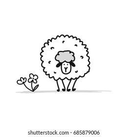 Funny sheep, sketch for your design