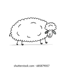 Funny sheep, sketch for your design