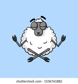 Funny Sheep in yoga pose - Cartoon Vector