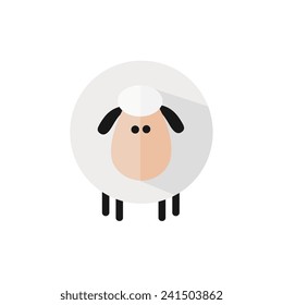 Funny Sheep.Modern Flat Design Vector Illustration Isolated On White