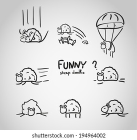 Funny sheeps doodles. Vector eps10. Can be used as a symbol of 2015 year.